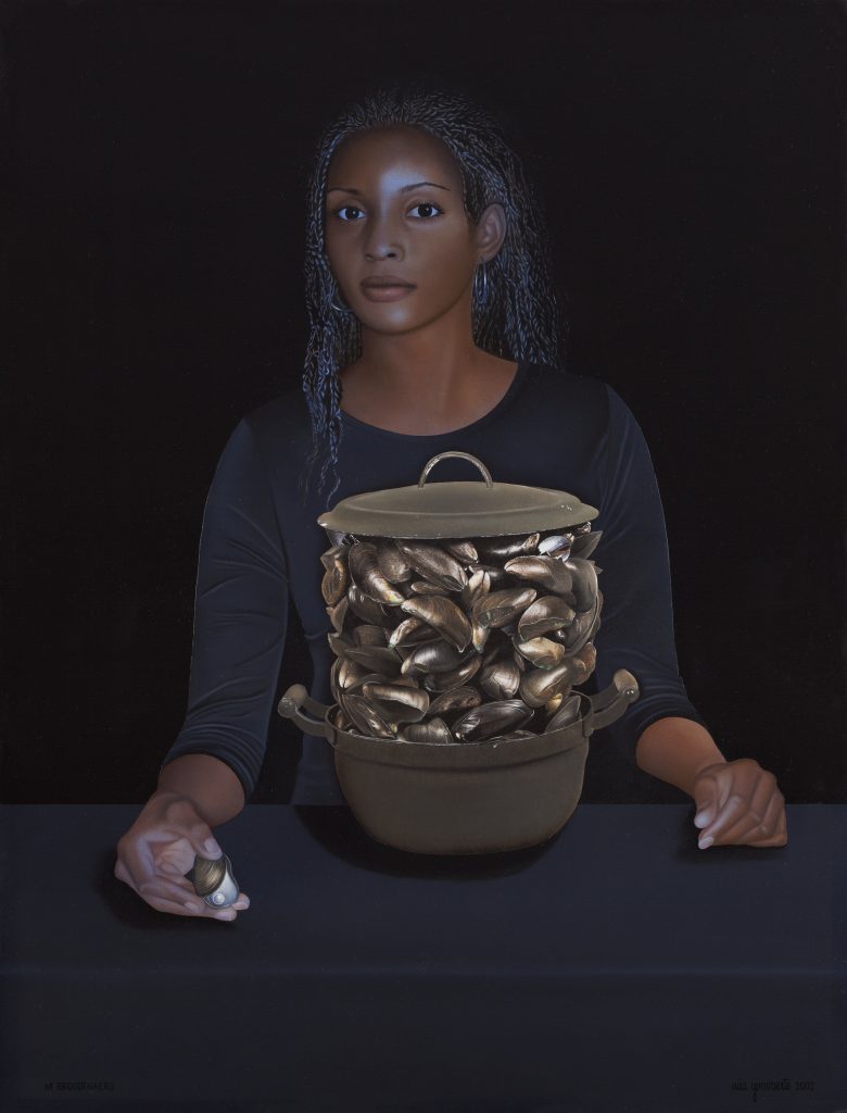 Zwarte parel, 2002- Olieverf op paneel, 77 x 58 x 1.5 cm