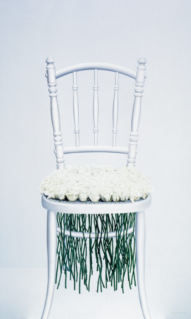 Op rozen, 2002-Olieverf op paneel, 100 x 60 x 1.50 cm