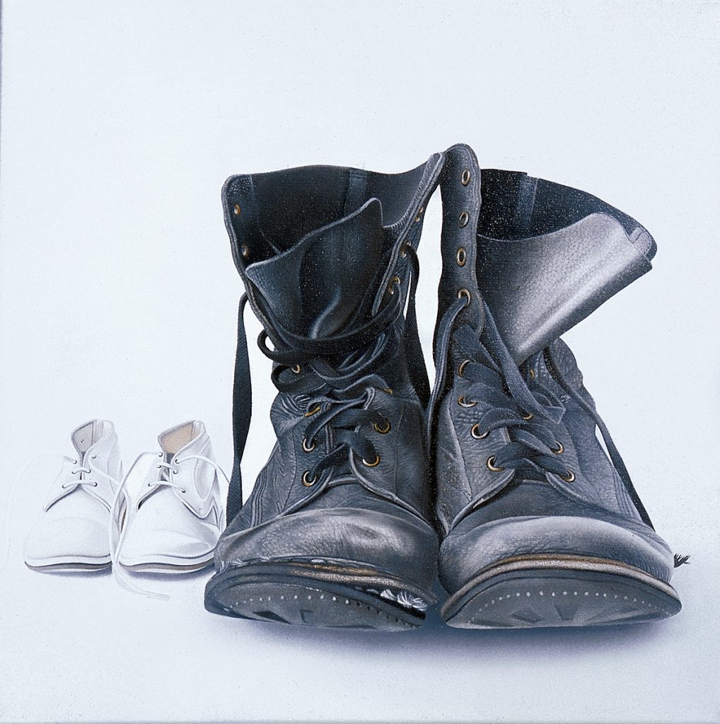 Twee generaties, 1999- Olieverf op doek, 35 x 35 x 1.50 cm