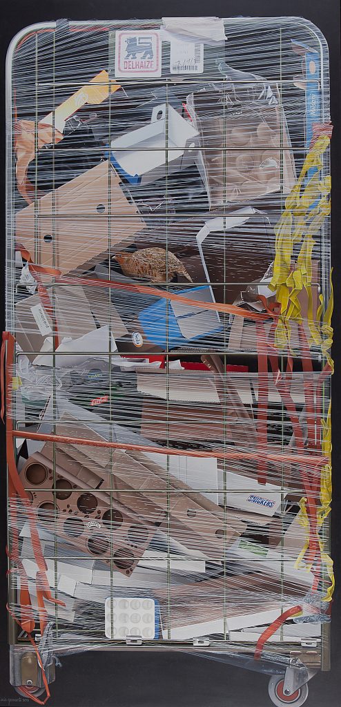 Nestelen, 2013- Olieverf op paneel, 152 x 73 x 1.5 cm